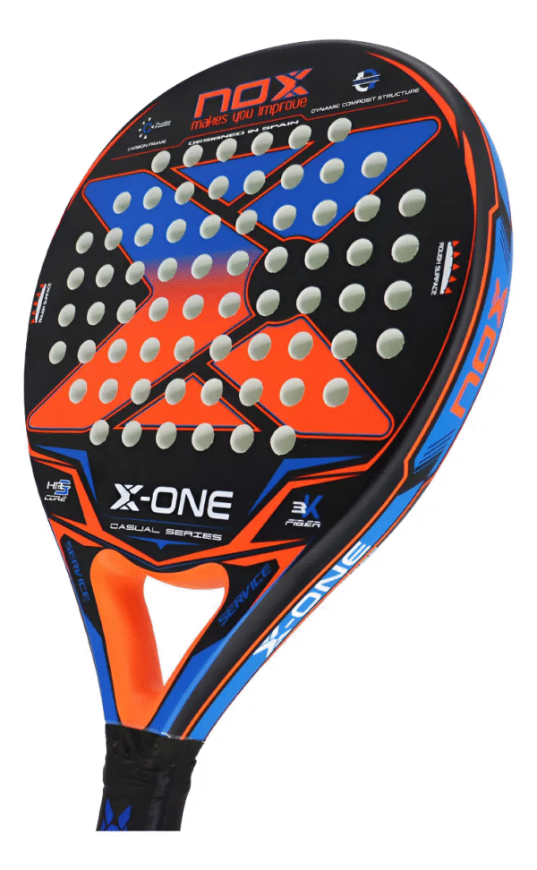 Paleta Padel Nox X-One Evo Casual Series color negro naranja y azul - Image 2